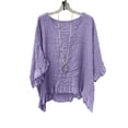 thumbnail image 1 of hlysgo Women's Batwing Sleeve Tunic Tops V Neck Double Ruffle Trim Boho Blouse Casual Loungewear Home Vacation Shirts Purple,XL, 1 of 5