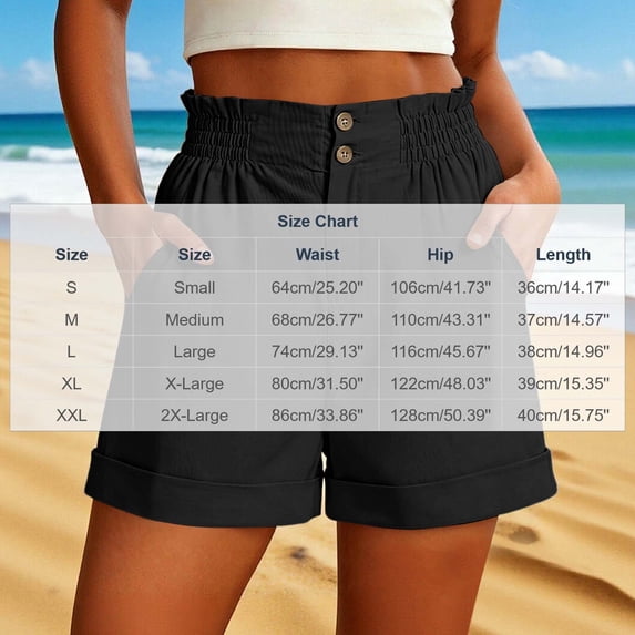 hlysgo Women's Bermuda Casual Shorts Elastic 2 Button Waist Loose Fit Short Comfy Cozy Summer Streetwear Short with Pockets Beige,XL