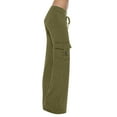 thumbnail image 1 of hlysgo Women's Cargo Pants Baggy Yoga Leggings Pant Elastic Waist Athletic Loose Legging with Button Pockets Army Green,XXXL, 1 of 6