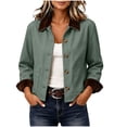 thumbnail image 1 of hlysgo Women's Casual Cropped Jacket Trench Contrast Collar Coat Loose Lightweight Barn 2026 for Spring Fall Jacket Army Green,2xL, 1 of 6