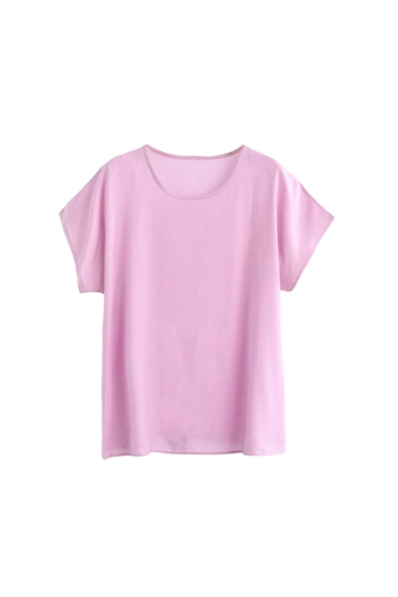 Women's Crewneck Neck Tops Loose Fit Cap Sleeve Soft Blouse Plus Size Pj Sleeping Shirts Purple,3xL
