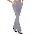 thumbnail image 1 of hlysgo Women's Dress Pants Elastic Waist Flare Leggings Solid Pant Comfort Business Offical Trousers with Pockets Gray,XXL, 1 of 6