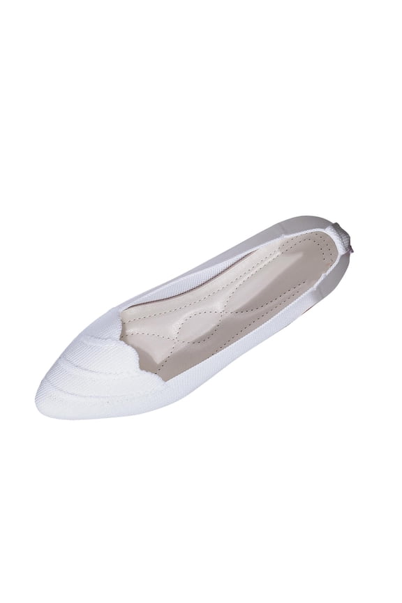 Women's Flats Ballet Shoes Comfortable Pointed Toe Soft Knit Flat Casual Slip On Work Dress Shoes White,41