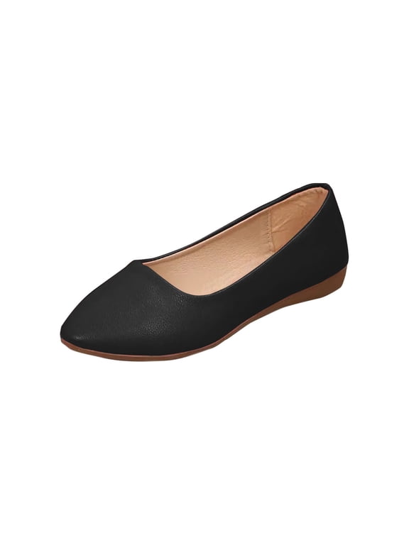 Women's Flats Shoes Ballet Flats Dress Shoes Comfortable PU Leather Slip on Shoes for Women Black 9.5