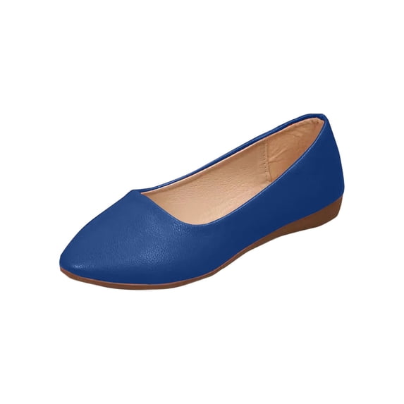 hlysgo Women's Flats Shoes Ballet Flats Dress Shoes Comfortable PU Leather Slip on Shoes for Women Blue 6