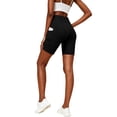 thumbnail image 1 of hlysgo Women's Leggings Yoga Shorts Tummy Control Elastic Waist Slim Fit Short Workout Gym Soft Comfort Shorts with Side Pockets Black,S, 1 of 6