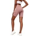 thumbnail image 1 of hlysgo Women's Leggings Yoga Shorts Tummy Control Elastic Waist Slim Fit Short Workout Gym Soft Comfort Shorts with Side Pockets Pink,XL, 1 of 6