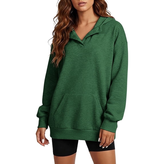 hlysgo Women's Long Sleeve Sweatshirt Full Zip Up Hoodie Drawstring Sweat Jacket Casual Loose Winter Outerwear Tops with Pockets Green,3xL