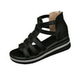 thumbnail image 1 of hlysgo Women's Multi Strap Open Toe Gladiator Wedge Sandals Trim Platform Hidden Heel Ankle Strap Sandals Black,43, 1 of 5