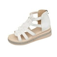 thumbnail image 1 of hlysgo Women's Multi Strap Open Toe Gladiator Wedge Sandals Trim Platform Hidden Heel Ankle Strap Sandals White,39, 1 of 5