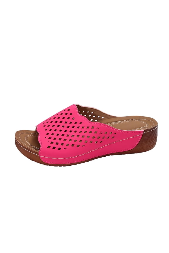 Women's Platform Wedge SandalsComfortable Lightweight Low Heeled Summer Open Toe Casual Dressy Slip on Wide Width Sandals Pink,36