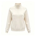 thumbnail image 1 of hlysgo Women's Quarter Zip Blouse Pullover Polar Fleece Sweatshirts Lightweight Stand Collar Warm Jacket Tops Beige,M, 1 of 4