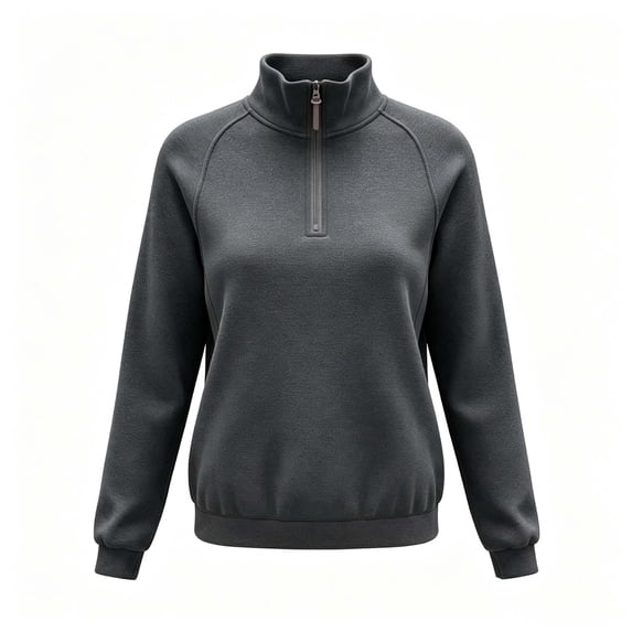 hlysgo Women's Quarter Zip Blouse Pullover Polar Fleece Sweatshirts Lightweight Stand Collar Warm Jacket Tops Dark Gray,XL
