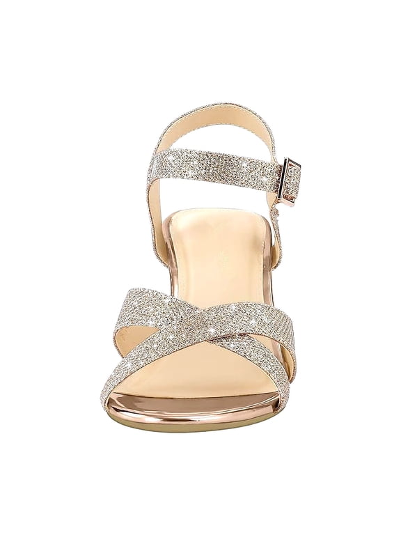 Women's Sandals Platform Wedge Peep Open Toe Ankle Strap Slingback Chunky Block High Heel Dress Shoes Suede Rose Gold,40