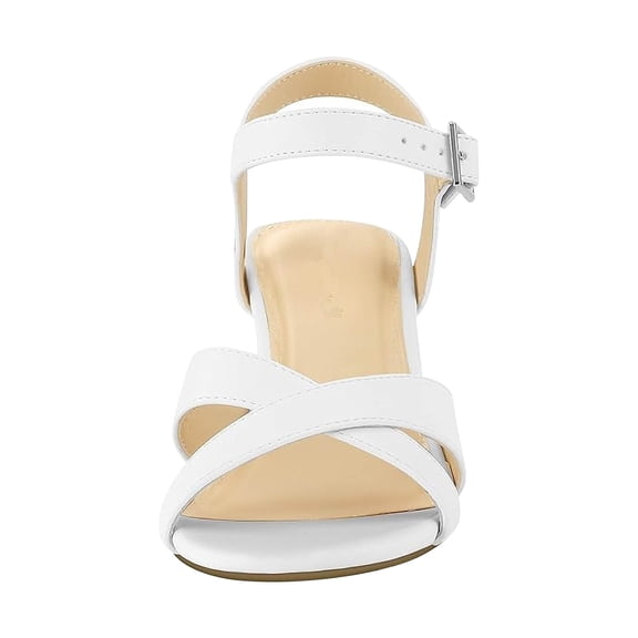 hlysgo Women's Sandals Platform Wedge Peep Open Toe Ankle Strap Slingback Chunky Block High Heel Dress Shoes Suede White,36