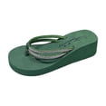 thumbnail image 1 of hlysgo Women's Sparkly Rhinestone Platform Flip Flops Thong Sandals Flower Slip on Wedge Sandals Army Green 7.5, 1 of 6