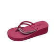 thumbnail image 1 of hlysgo Women's Sparkly Rhinestone Platform Flip Flops Thong Sandals Flower Slip on Wedge Sandals Hot Pink 5.5, 1 of 6