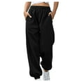 thumbnail image 1 of hlysgo Women's Sweatpants Casual Running Tapered Pants Workout Drawstring Elastic Waist Straight Jogger Pants with Pockets Black,M, 1 of 6