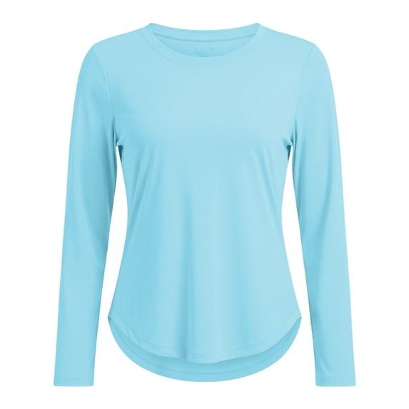 hlysgo Women's UPF 50+ UV Shirts Long Sleeve Workout Sun Shirt Breathable Lightweight Outdoor Gym Hiking Tops Light Blue,S