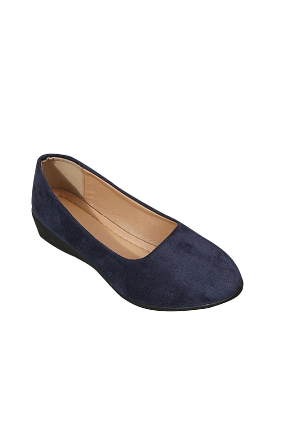 Women's Wedges Heels for Women Pumps Round Toe Mid Heels Comfortable Closed Toe Dressy Shoes Women for Wedding Work Office Party Navy 38