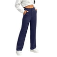 thumbnail image 1 of hlysgo Women's Wide Leg Trousers High Waisted Stretchy Pants Loose School Trendy Clothes Casual Work Pant with Pockets Dark Blue,3xL, 1 of 5