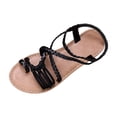 thumbnail image 1 of hlysgo Women's Wide Width Flat Sandals Flip Flop Casual Strapy Sandals Slip on Summer Beach Shoes for Women Black 7, 1 of 6