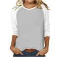 thumbnail image 1 of hlysgo Womens Baseball Tee 3/4 Sleeve Fashion Crewneck Tops Color Block Casual Raglan Shirt Blouse Gray,S, 1 of 5