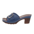 thumbnail image 1 of hlysgo Womens Black Open Toe Block Heel Slide Sandals Casual Cross Band Big Metal Buckle High Heel Mule Sandals Blue,42, 1 of 5