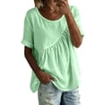 thumbnail image 1 of hlysgo Womens Casual Lightweight Tops Short Sleeve Peplum T Shirts Summer Loose Fit Crew Neck Tunics Green,M, 1 of 6