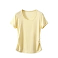 thumbnail image 1 of hlysgo Womens Comfy Lightweight Shirt Running Workout Swim Basic Short Sleeve Crewneck Sun T-Shirt Yellow,2xL, 1 of 5