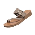thumbnail image 1 of hlysgo Womens Flat Sandals with Arch Support Adjustable Straps Comfortable Summer Walking Casual Flip Flops Khaki 6, 1 of 6