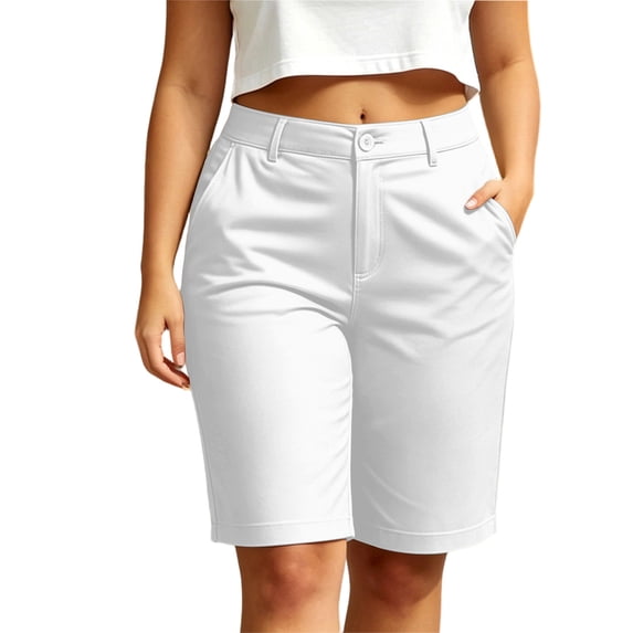 hlysgo Womens Golf Shorts UPF 50+ Hiking Shorts Lightweight Outdoor Stretchy Athletic Shorts with Pockets White,L