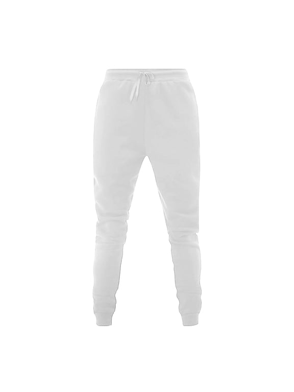 Womens Jogging Pants Sports Fitness Running Trousers Solid Color Home Lounge Sweatpants with Pockets White,XS