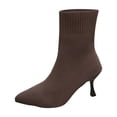 thumbnail image 1 of hlysgo Womens Knit Ankle Boots Pointed Toe Kitten Heels Booties Stiletto Mid Heel Sock Boots Shoes Brown,39, 1 of 5