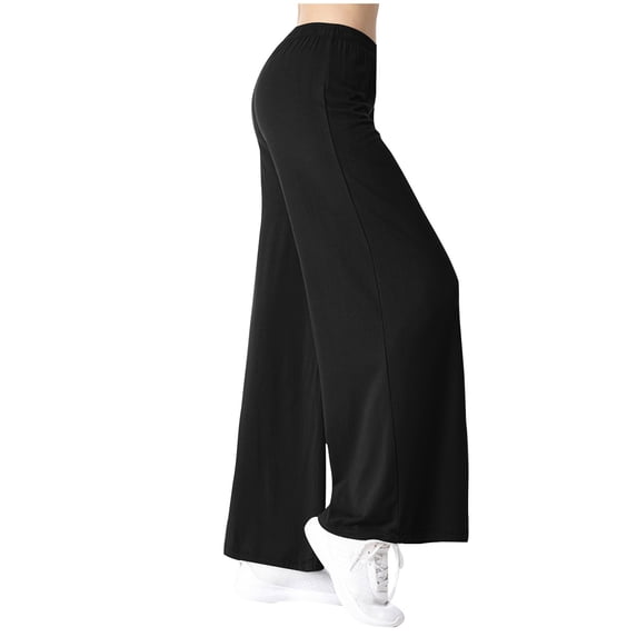 hlysgo Womens Leggings Pants with Pockets High Elastic Waist Straight Wide Leg Trousers Workout Althletic Pant Black,XL