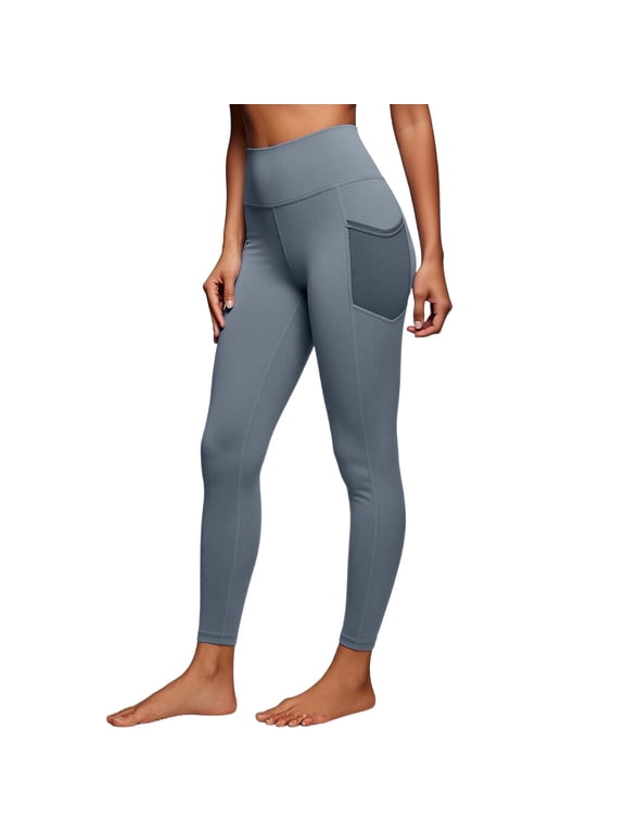 Womens Leggings Yoga Pants High Elastic Waist Stretchy Pant Workout Gym Active Trousers with Pockets Navy,XXL
