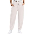 thumbnail image 1 of hlysgo Womens Linen Joggers Pants Linen Lyocell Blend Pant Drawstring Lightweight Casual Lounge Travel Trousers with Pockets White,M, 1 of 5