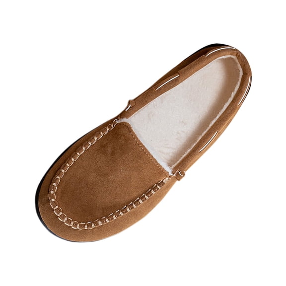 hlysgo Womens Loafers Soft Suede Slip On Flat Moccasins Casual Cozy Indoor Outdoor Walking Slippers Coffee 36