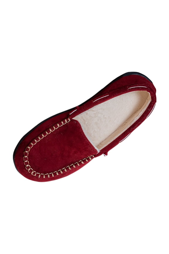 Womens Loafers Soft Suede Slip On Flat Moccasins Casual Cozy Indoor Outdoor Walking Slippers Wine 42