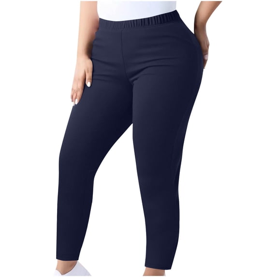 hlysgo Womens Oversize Leggings Pants High Elastic Waist Stretchy Trousers Althletic Workout Gym Pant Dark Blue,M