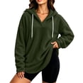 thumbnail image 1 of hlysgo Womens Oversized Sherpa Hoodie Pullover Fuzzy Fleece Sweatshirt Plaid Fluffy Tops with Pockets Army Green,M, 1 of 6
