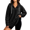 thumbnail image 1 of hlysgo Womens Oversized Sherpa Hoodie Pullover Fuzzy Fleece Sweatshirt Plaid Fluffy Tops with Pockets Black,M, 1 of 6