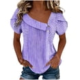 thumbnail image 1 of hlysgo Womens Palazzo Dressy Tops Casual Asymmetrical V Neck Business Work Blouse Ruffle Sleeve Summer Shirts Purple,2xL, 1 of 5