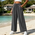 thumbnail image 1 of hlysgo Womens Palazzo Pants Summer Fashion High Waisted Wide Leg Pant Drawstring Flowy Beach Trousers with Pockets Gray,3xL, 1 of 1