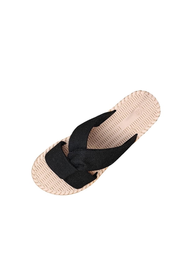 Womens Platform Espadrilles Sandals Twist Open Toe Slip On Slides Summer Beach Shoes Black 5.5