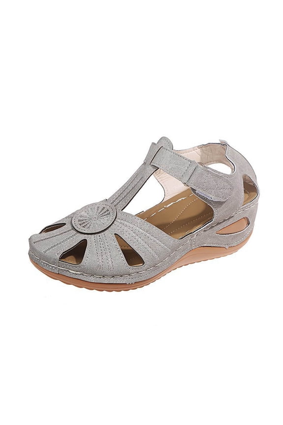 Womens Sandals Closed Toe Dressy Comfortable Wedge Sandals Summer Fisherman Platform Sandals Adjustable Casual Shoes Gray,38