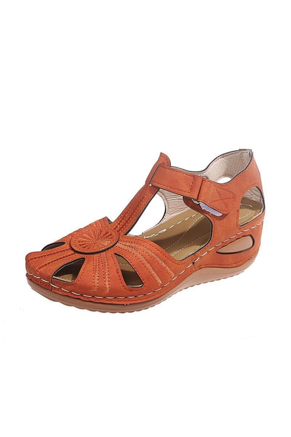 Womens Sandals Closed Toe Dressy Comfortable Wedge Sandals Summer Fisherman Platform Sandals Adjustable Casual Shoes Orange,36