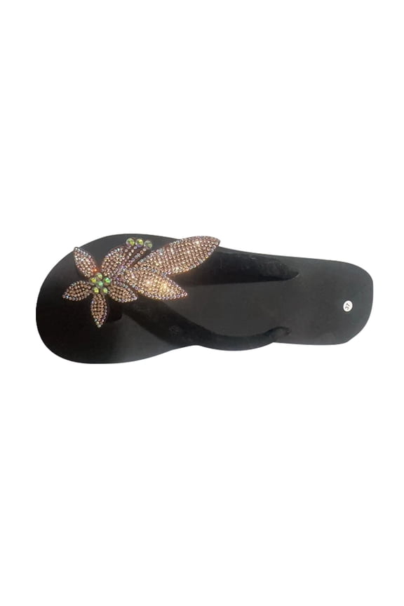 Womens Sparkly Rhinestone Platform Flip Flops Thong Sandals Flower Slip on Wedge Sandals Coffee 39