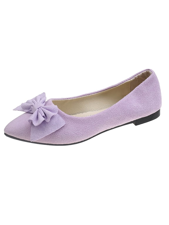Womens Square Toe Ballet Flats Bow-Knot Slip-Ons Dressy Bowtie Casual Comfortable Wear to Work Loafers Purple 6.5