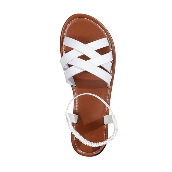 hlysgo Womens Summer Strappy Flat Sandals Adjustable Casual Fisherman Sandal with Open Toe Slingback Gladiator Sandals White 42